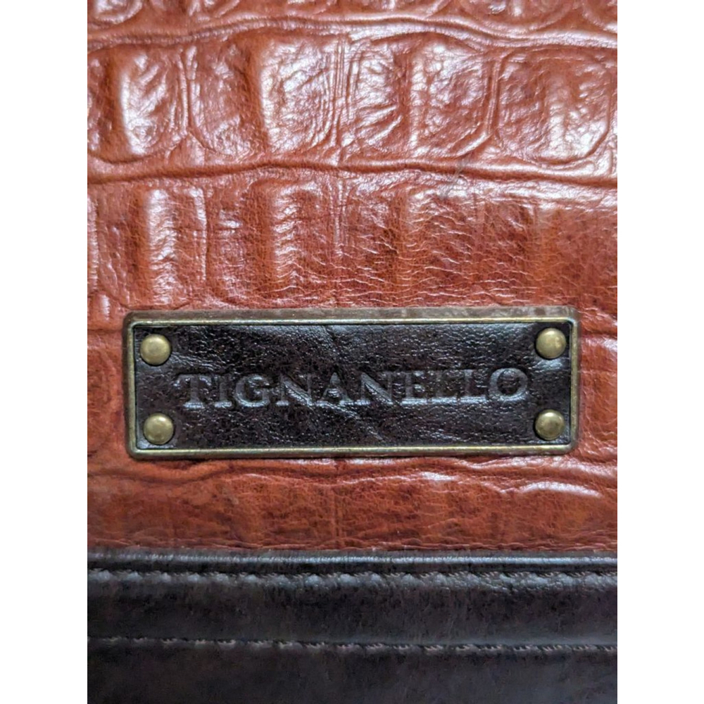 Women's Tignanello Brown Croc Embossed Satchel One Size Handbag Purse - Picture 3 of 16